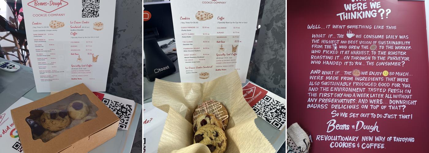 Beans-n-Dough Cookie Company Menu