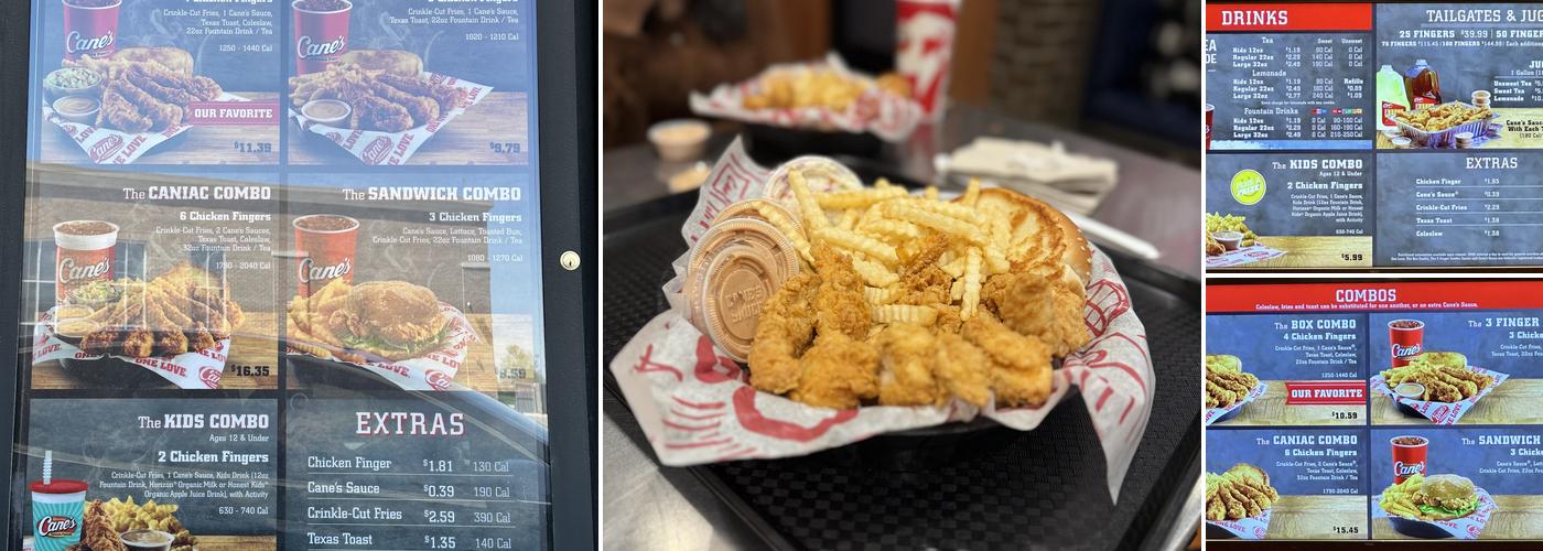 Raising Cane's Chicken Fingers Menu