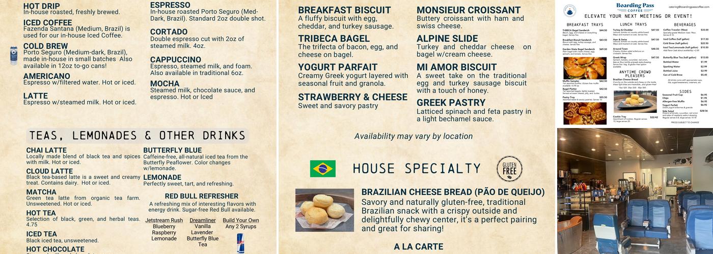 Boarding Pass Coffee GVL Menu