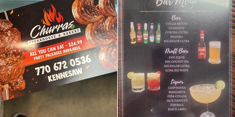 Churras Steakhouse & Bakery Menu