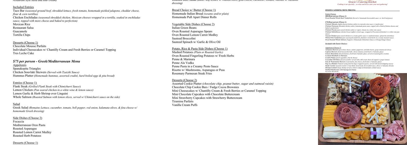 Graciescateringkitchen Menu