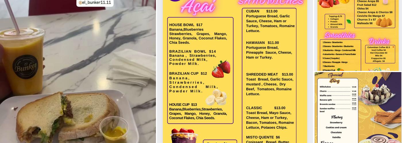 El Bunker Cafecito & Juguitos Menu
