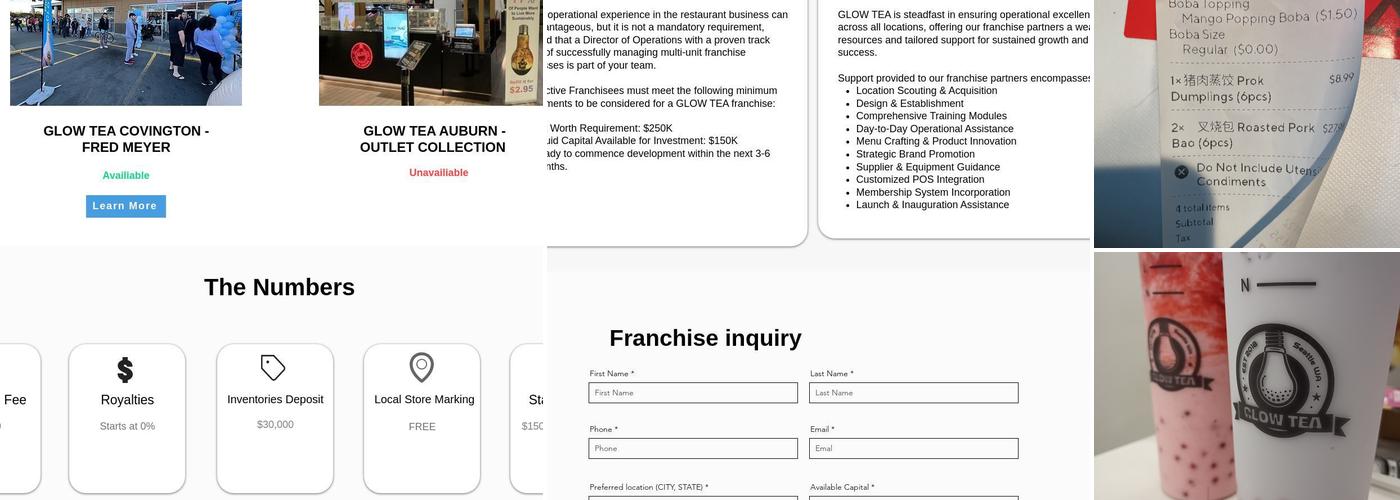 Glow Tea - Tacoma Mall Menu