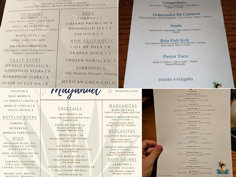 Mayahuel Menu