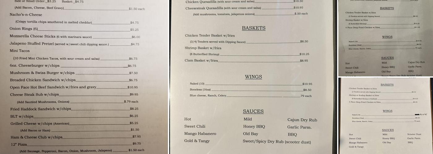 Split Shots Bar and Grill Menu