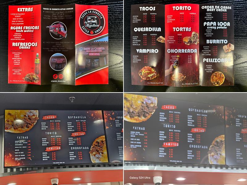 Tacos La Carreta Menu