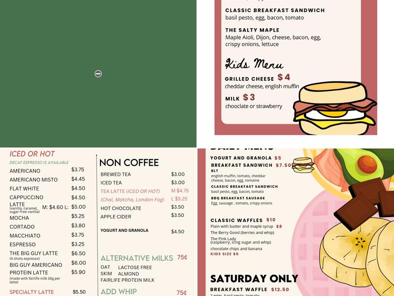 Palms Coffee Bar Menu