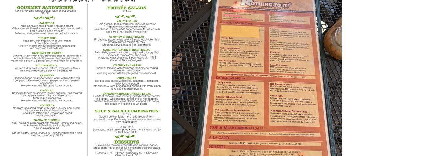 Nothing to It Gourmet Deli & Catering Menu
