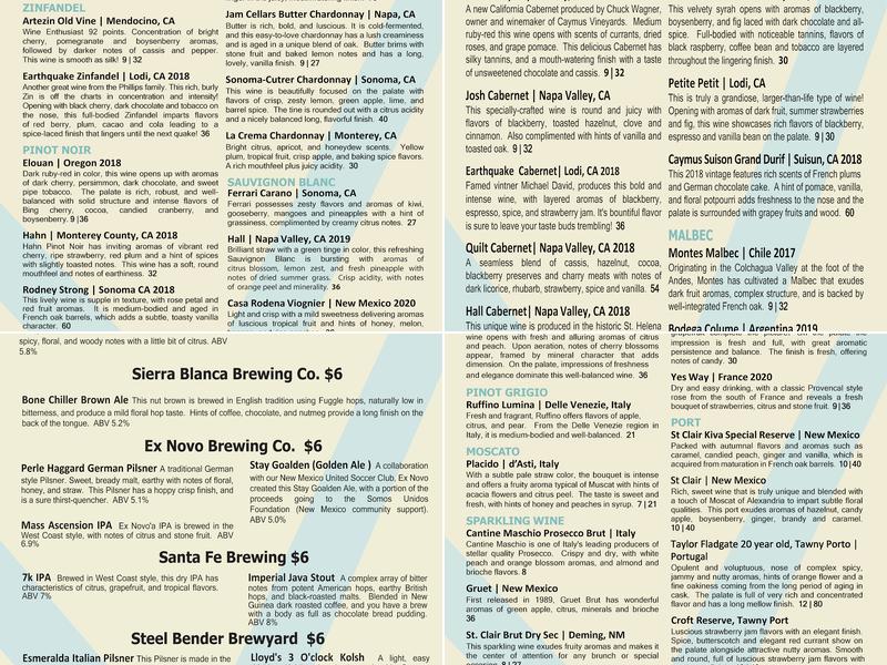 Dave's Los Ranchos Lounge Menu