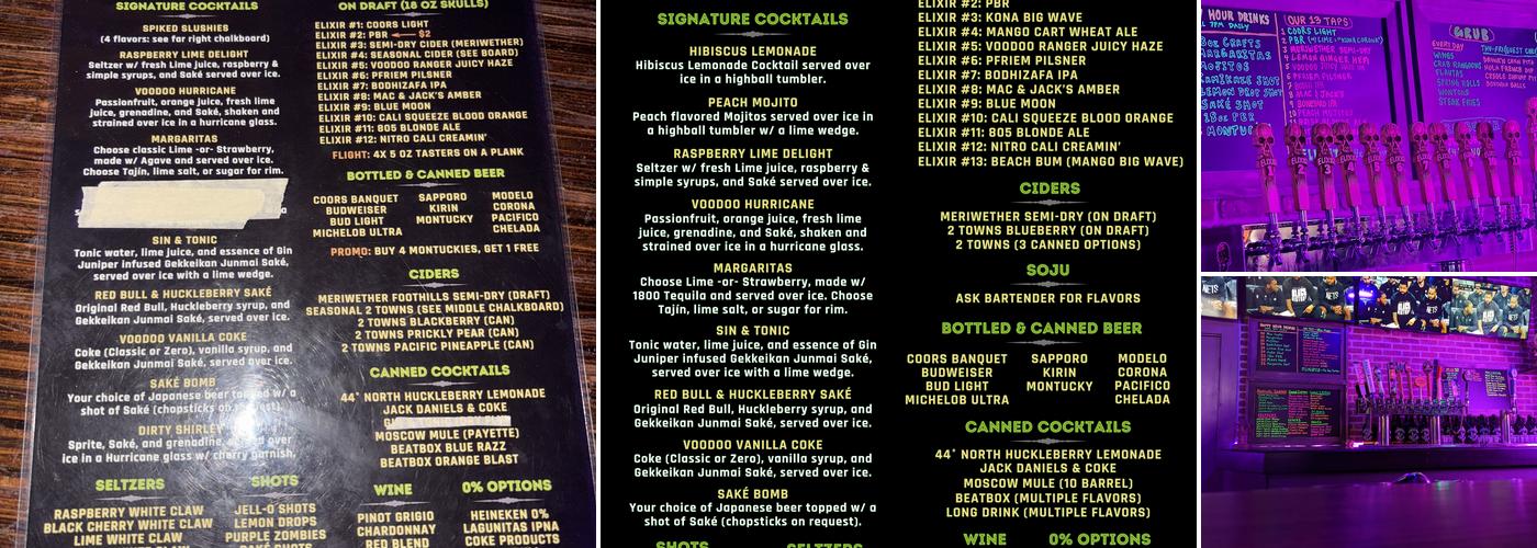 Voodoo Cellar Boise Menu