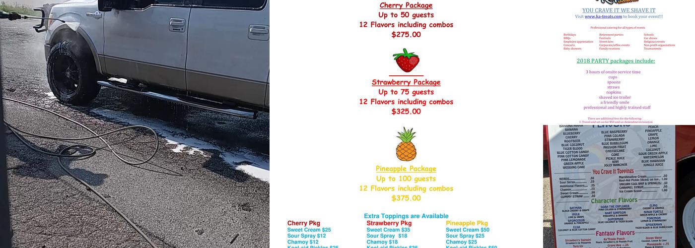 Ka'Treats Shaved Ice Menu