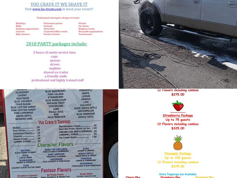 Ka'Treats Shaved Ice Menu