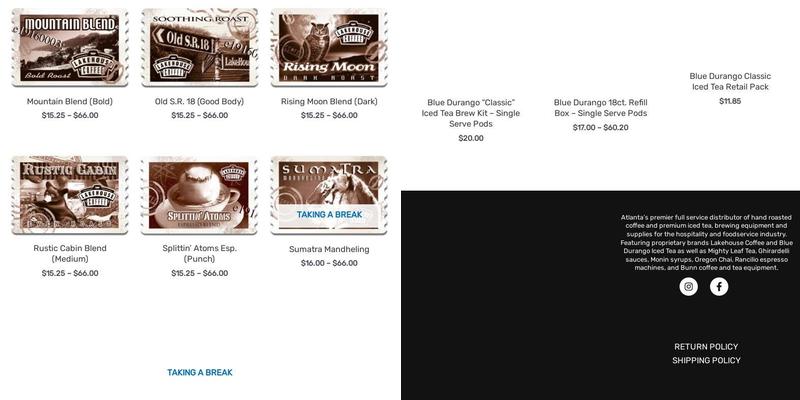 Atlanta Coffee Supply Group Menu