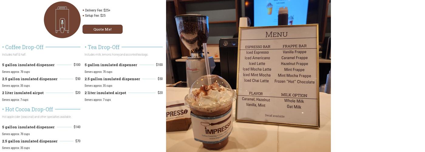 Impresso Coffee Menu