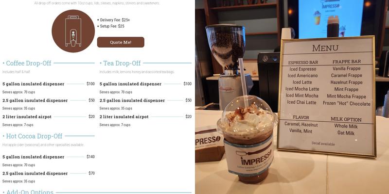 Impresso Coffee Menu