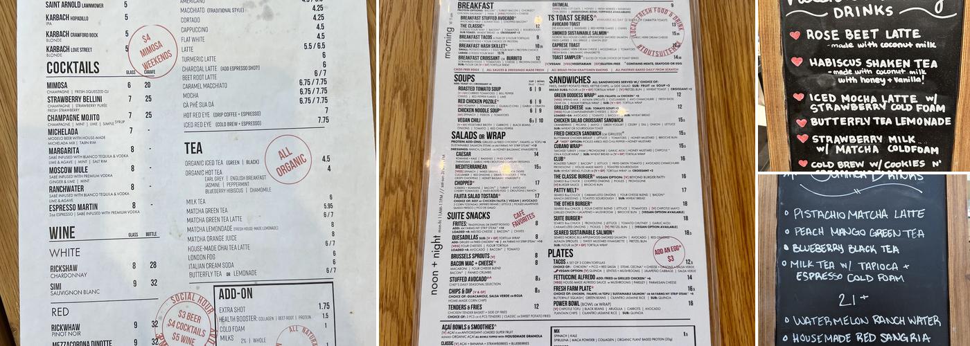 TOUT SUITE SODO at Trebly Park Menu