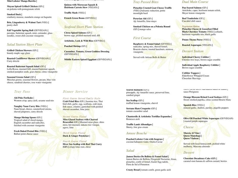 Culinary Concepts Menu