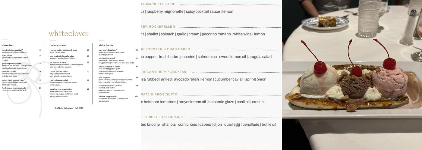 Whiteclover Restaurant Menu