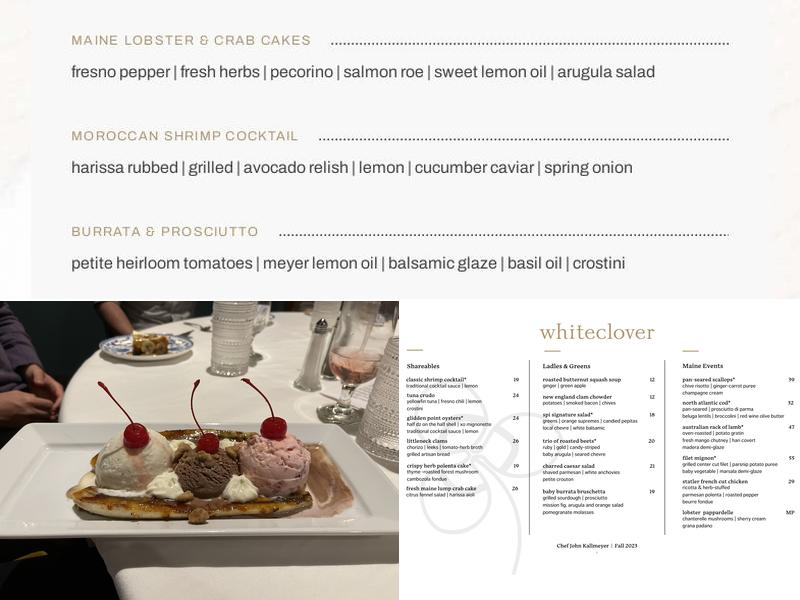 Whiteclover Restaurant Menu