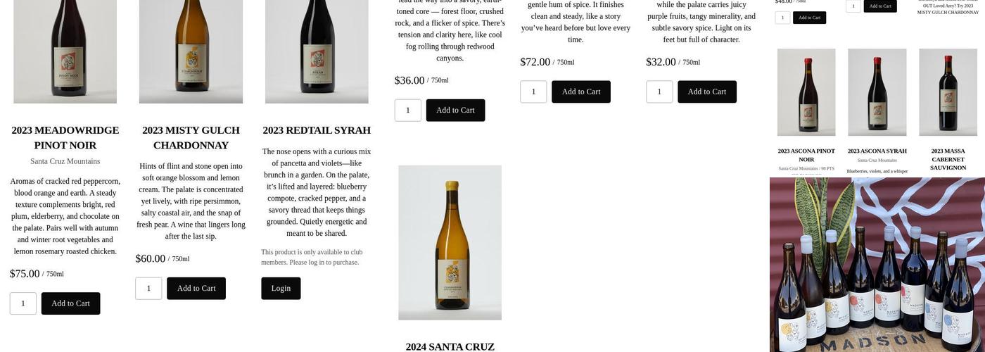 Madson Wines Menu