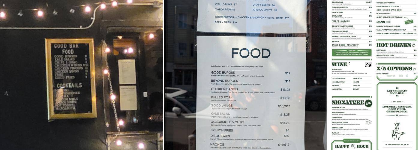 Good Bar Menu