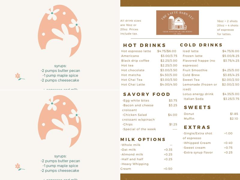 The Latte Barn LLC Menu
