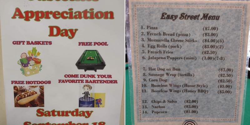 Easy Street Bar Menu