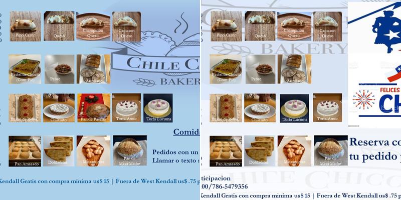 Chile Chico Bakery Menu