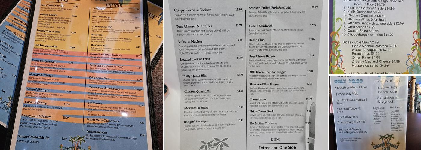 Island Cloud Grill Menu