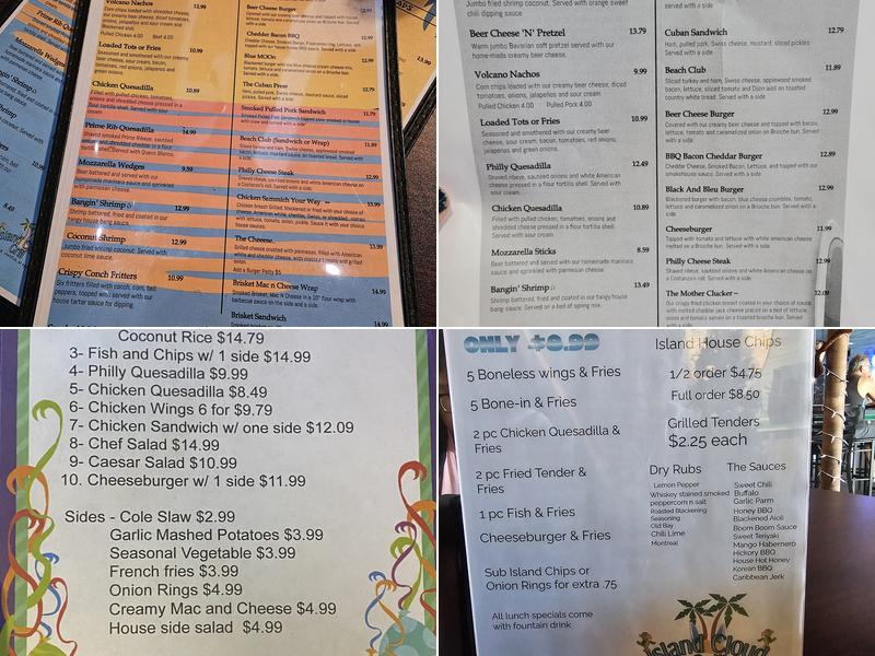 Island Cloud Grill Menu