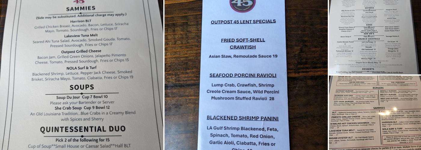 Outpost 45 Menu