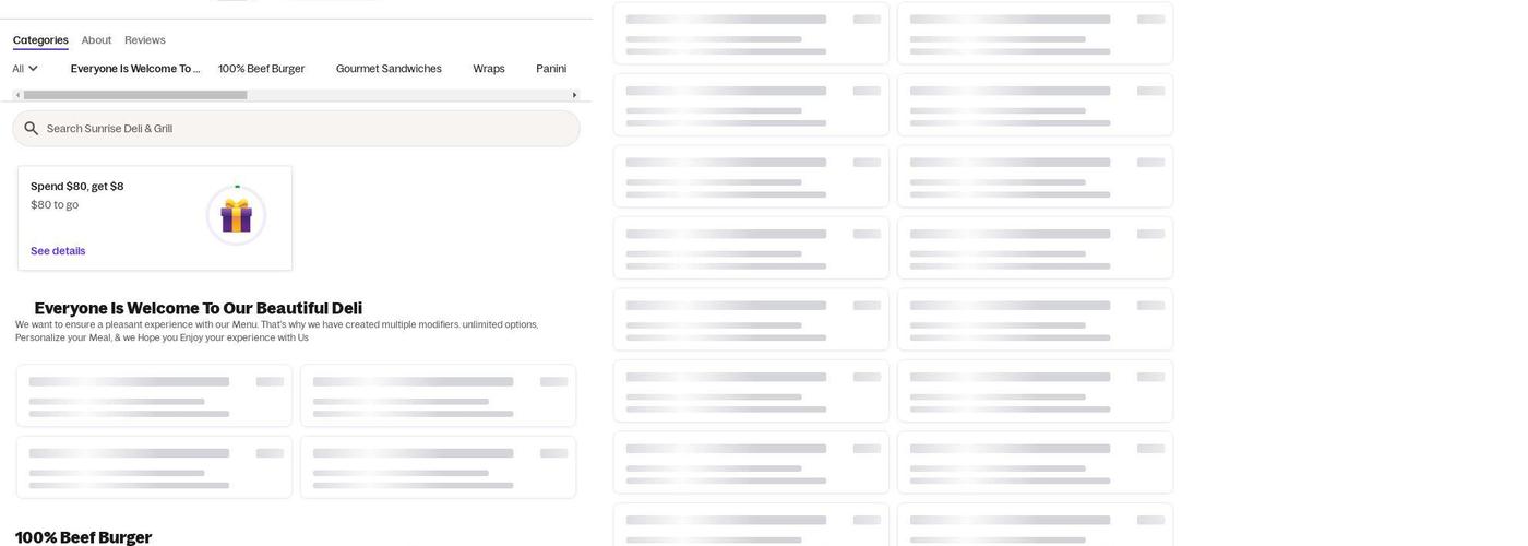 Sunrise deli & grocery 1 corp Menu