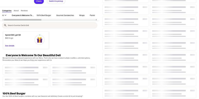 Sunrise deli & grocery 1 corp Menu