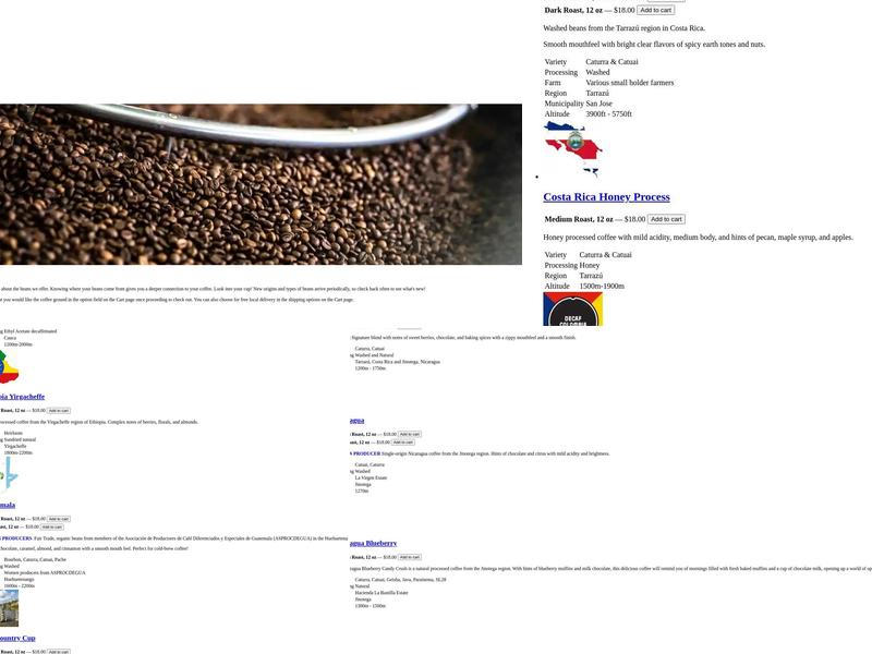 Springtown Roasters Menu