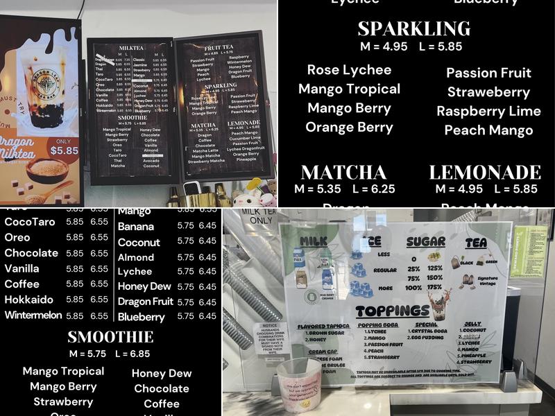 Dragon Leaf Tea Bar Menu