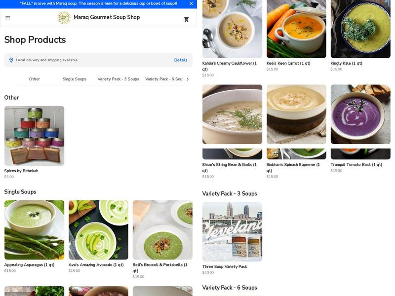 Maraq Gourmet Soup Shop Menu