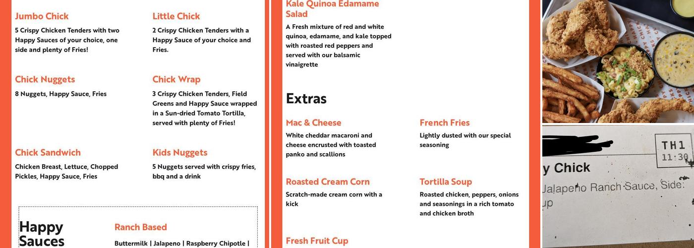 Happy Chicks Menu