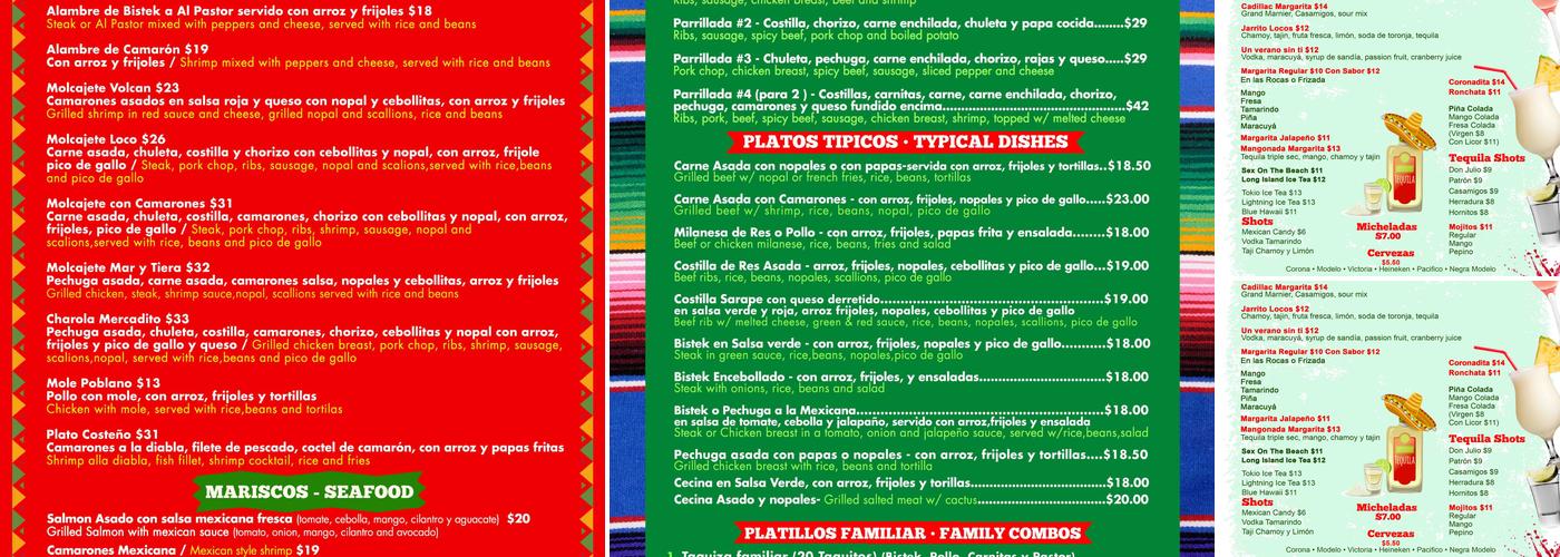 Mercadito Taqueria, Panaderia Mexicana y Paleteria Menu