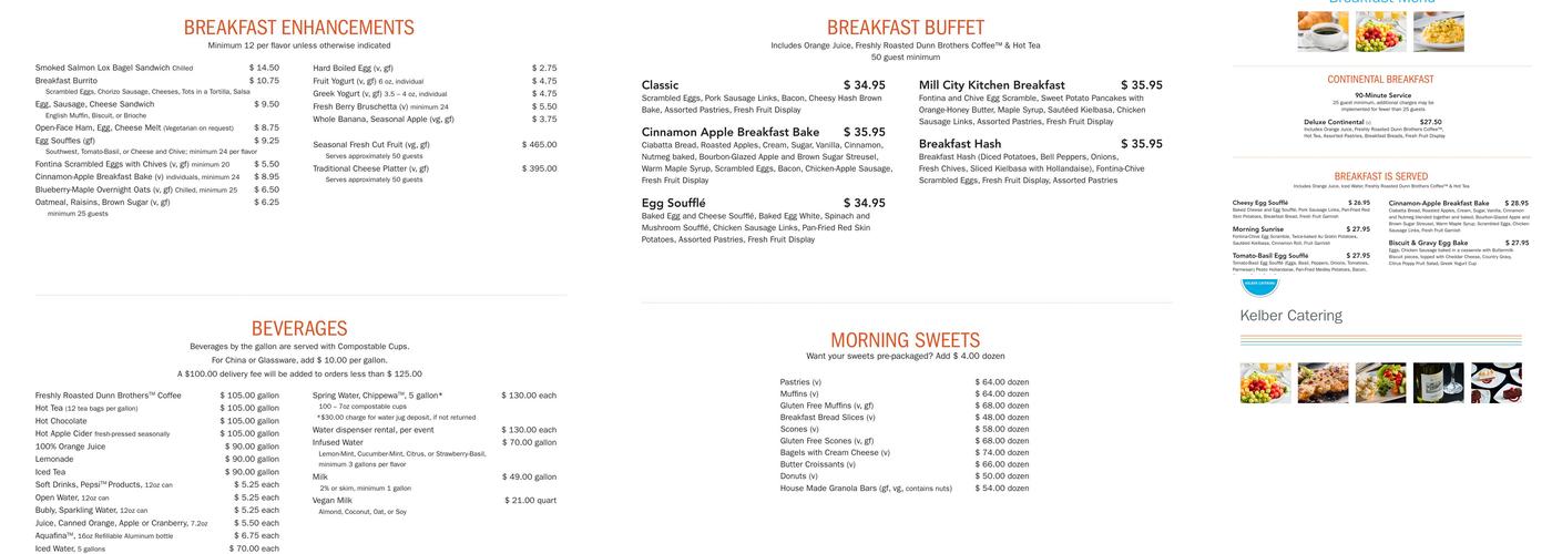 Kelber Catering Inc Menu