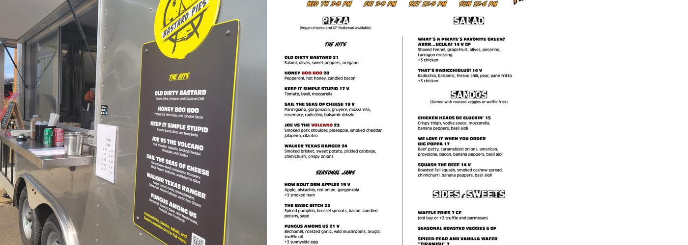 Bastard Pies Menu
