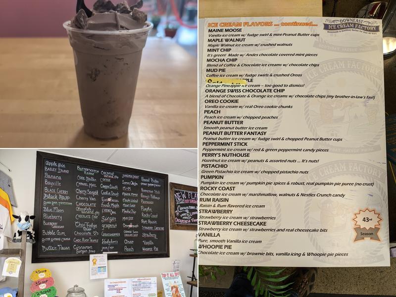 Downeast Ice Cream Factory at Mall Menu