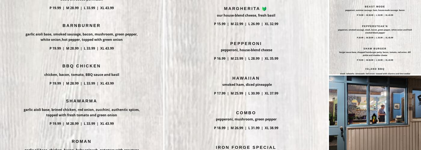 Iron Forge Pizza Menu