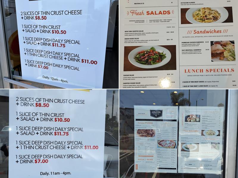 Union Pizza Company Menu