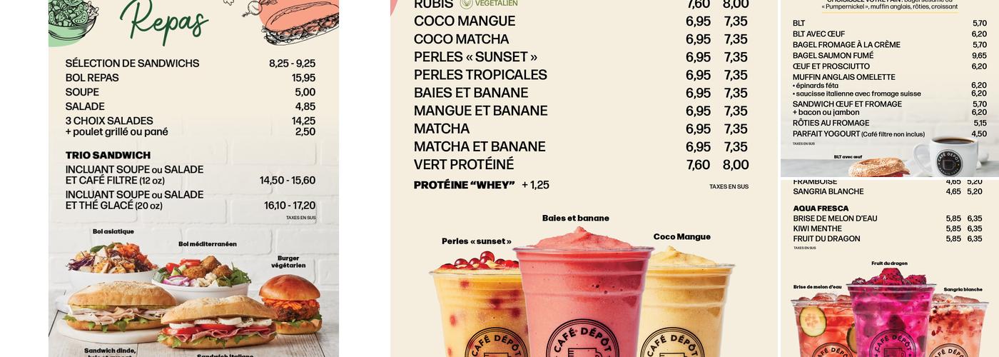 Café Dépôt St-Hubert Menu