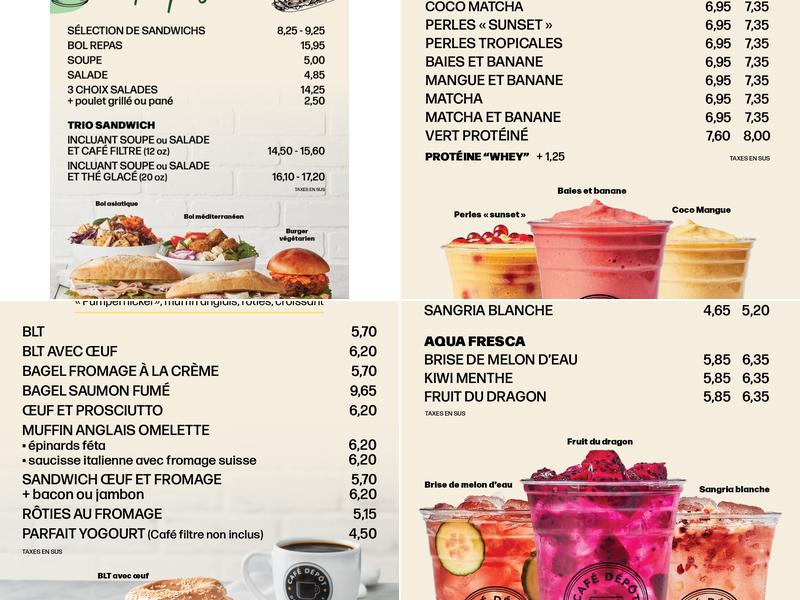 Café Dépôt St-Hubert Menu