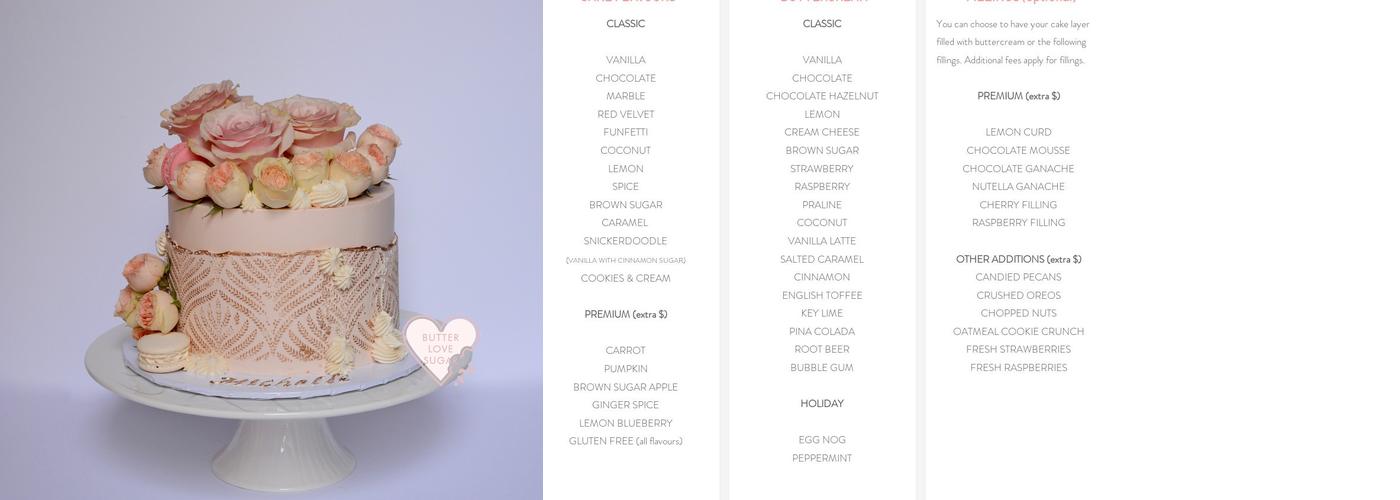 Butter Love Sugar Menu