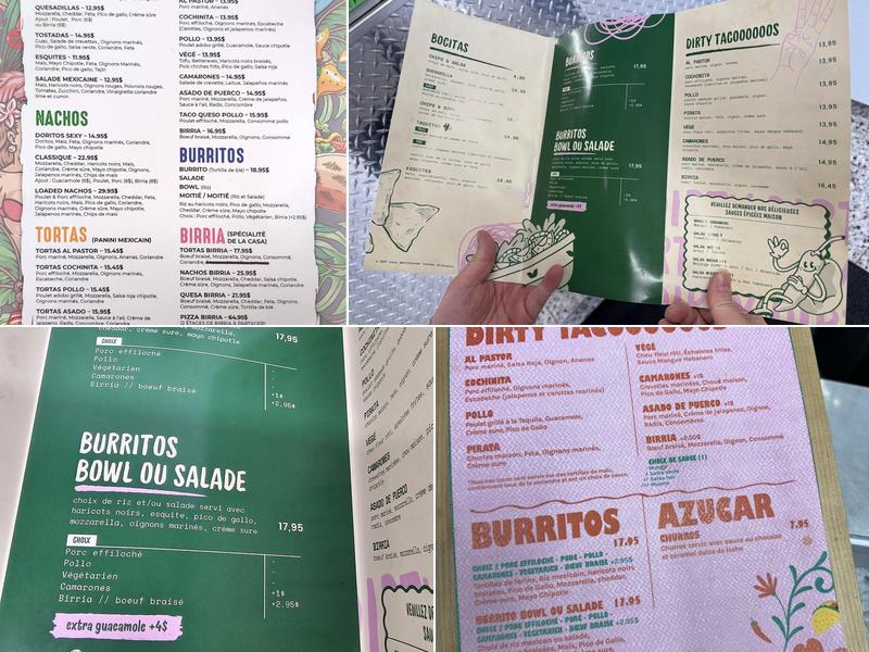 Dirty Tacos Menu