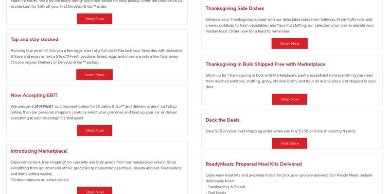 Safeway Bakery Menu