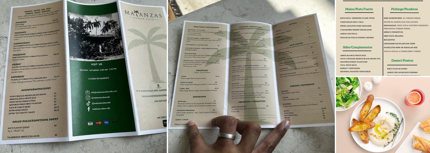 Matanzas Cuban Cafe Menu