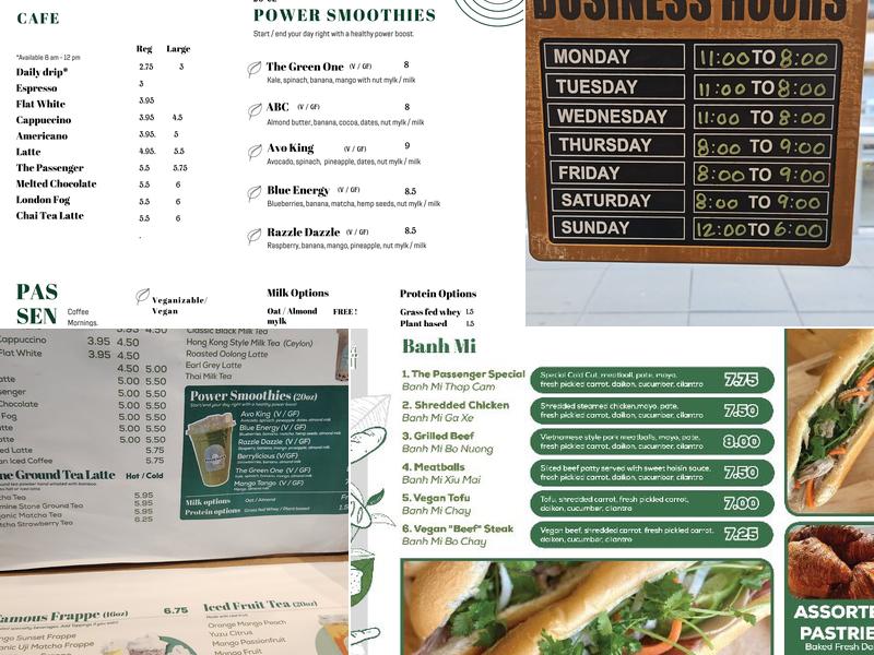 Passenger Cafe Menu